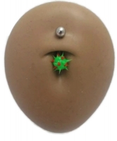 Navelpiercing siliconen spikes groen rood
