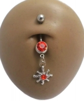 Navelpiercing zon rood