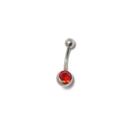 Navelpiercing rood strass